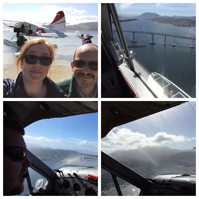 Our plane, the Tasman Bridge, Captain Ben, and Mount Wellington. @brunyislandlongweekend