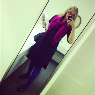 Went for a sort of funky librarian look today.  #colouredtightsprotest 