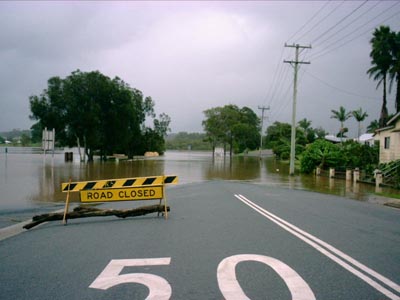 Flooded road in Macksville