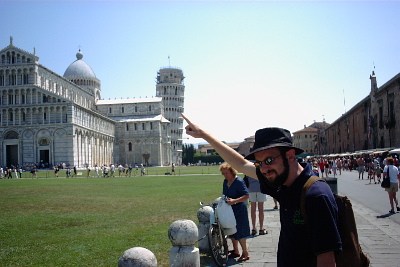 Snook supporting the leaning tower