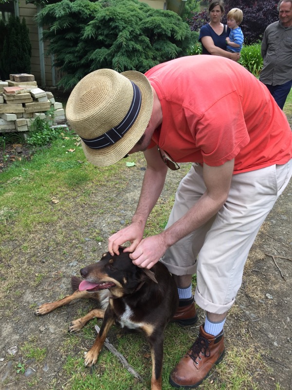 Mr Snook scritches the dog