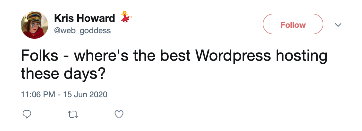 Wordpress hosting tweet
