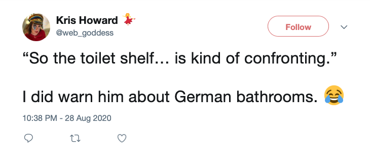 A tweet about the toilet shelf