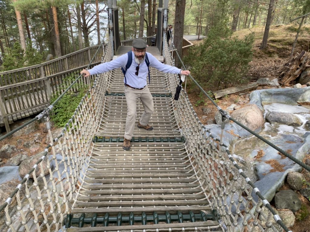 Snookums on the rope bridge