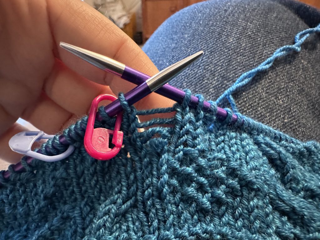 Laddering down the column of stitches