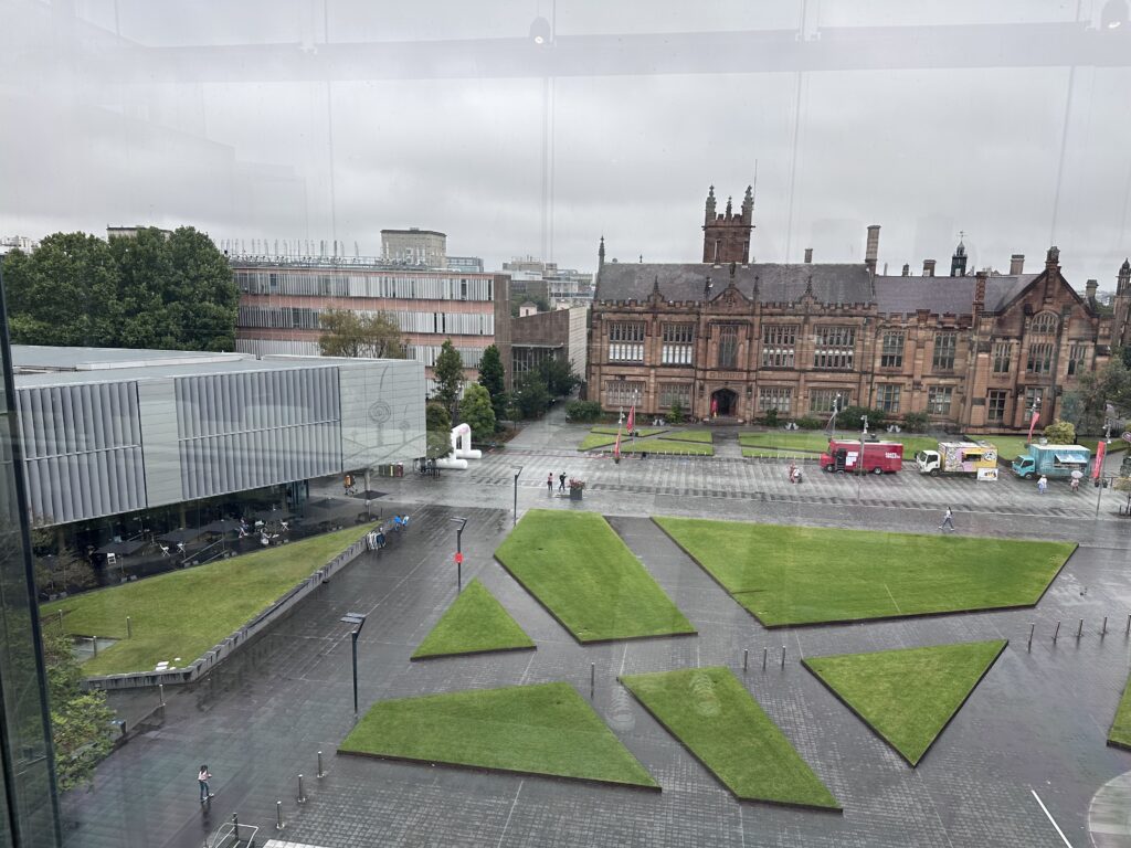 Looking out from the New Law School building