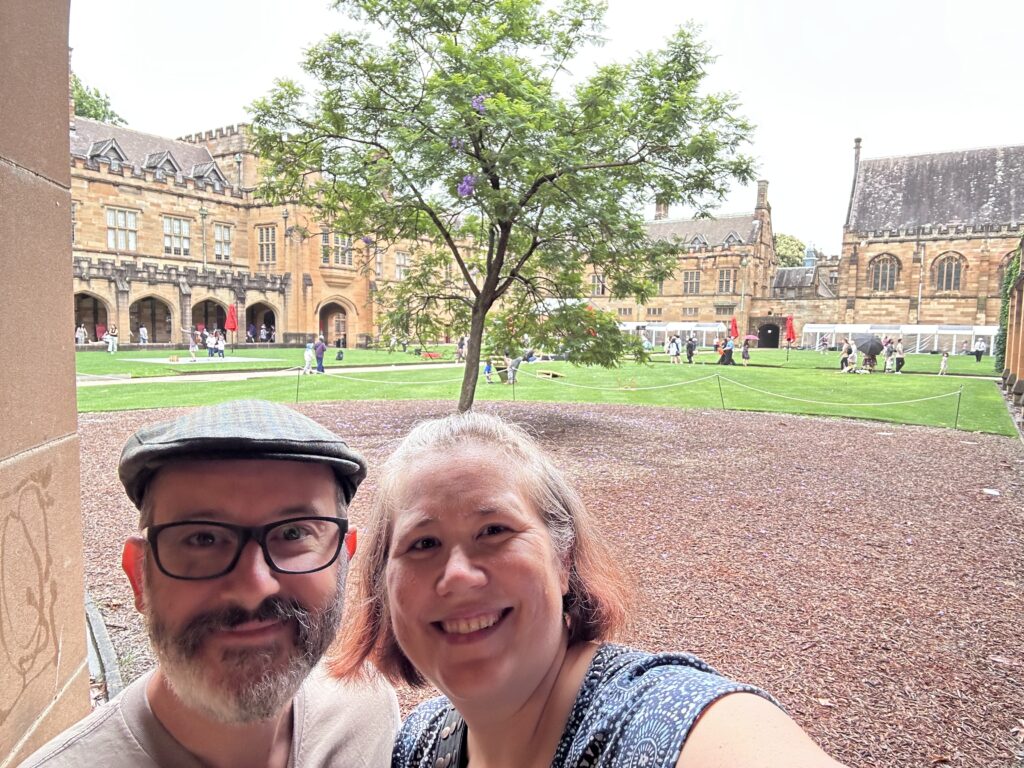 Selfie of us on the quad at Sydney Uni