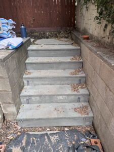 Back steps with new bluestone cladding