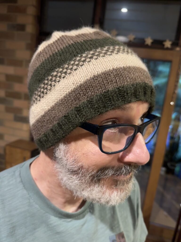 Rodd wearing his new beanie