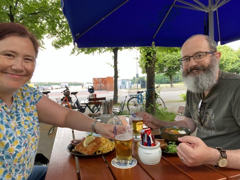 Supposed to rain all day tomorrow, so we took advantage of the lovely night for dinner at Das Bad. Everything was great, especially the Weissbier Tiramisu! (2021 Biergarten Count: 9)