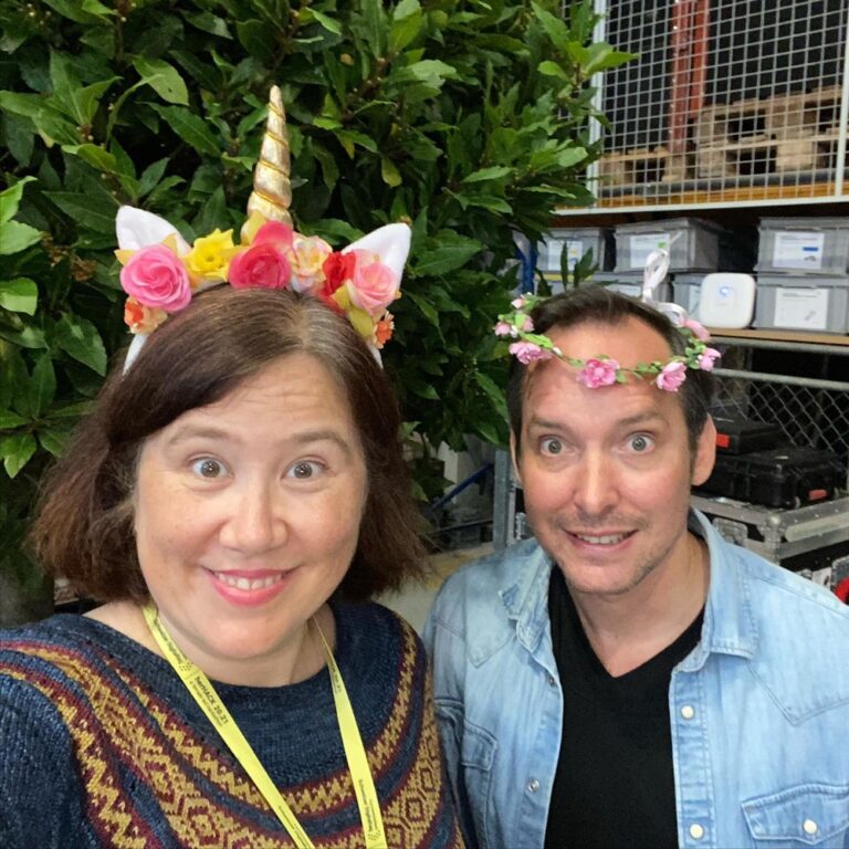 We are in the final stretch for #herHACK, so @rob_holub and I are testing some of the prizes… 🦄💐👑 #digitalswitzerland