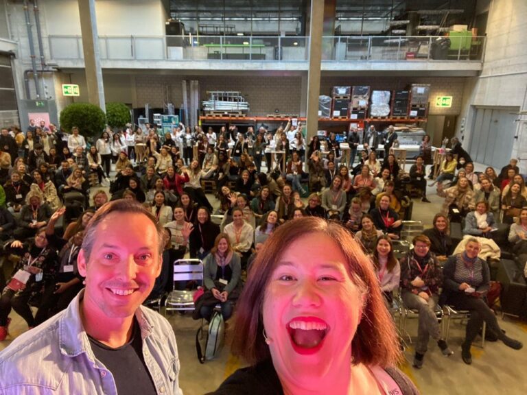 Stage selfie with my cohost @rob_holub at #herhack 2021! Look at all these amazing hackers, raring to go! 👏👏👏