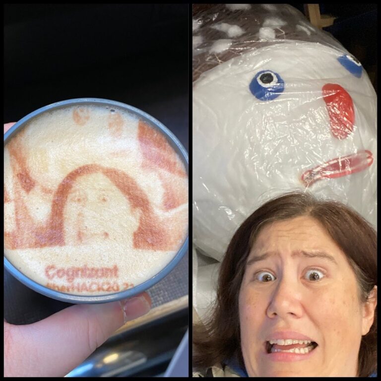 At the @cognizant booth for #herHACK, you can get your face printed on a coffee!! Genius! So here’s ME WITH THE BÖÖGG. 😬⛄️☕️ #digitalswitzerland