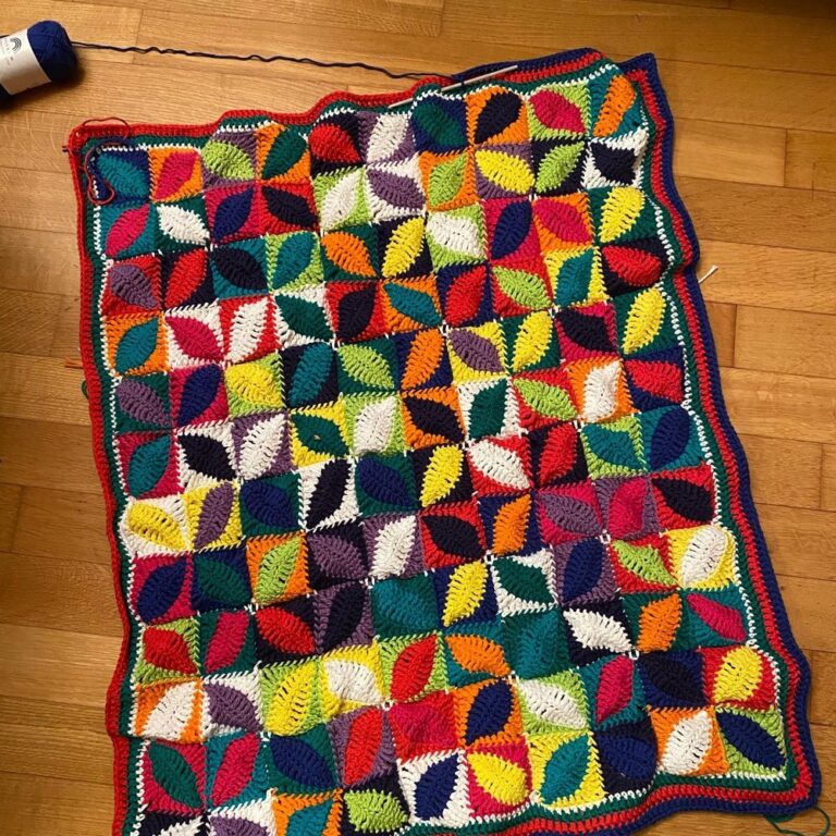 Crochet blankie for the Best Baby Ever is nearly finished! Just working on the border and then weaving in ends. Still debating whether to back with flannel… 🧶