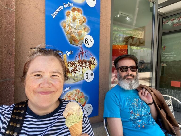 Sunday in Munich. After our Weisswurst breakfast, we headed to the Deutsches Museum to learn about electricity and boats and glass manufacturing. Then we rode home along the Isar and stopped off for ice cream. Perfect Spring day… ☀️🚴‍♀️🍦