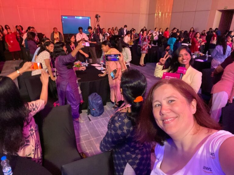 Fun ice breaker selfie activity at AWS Women in Tech Day! Get ready for a lot of #breakthebias photos…