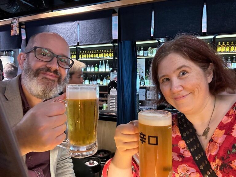 Post-theater izakaya dinner at Nakano Darling. I missed having easy access to excellent Asian food! Karaage chicken, corn cheese, gyoza, and beer. 🍻