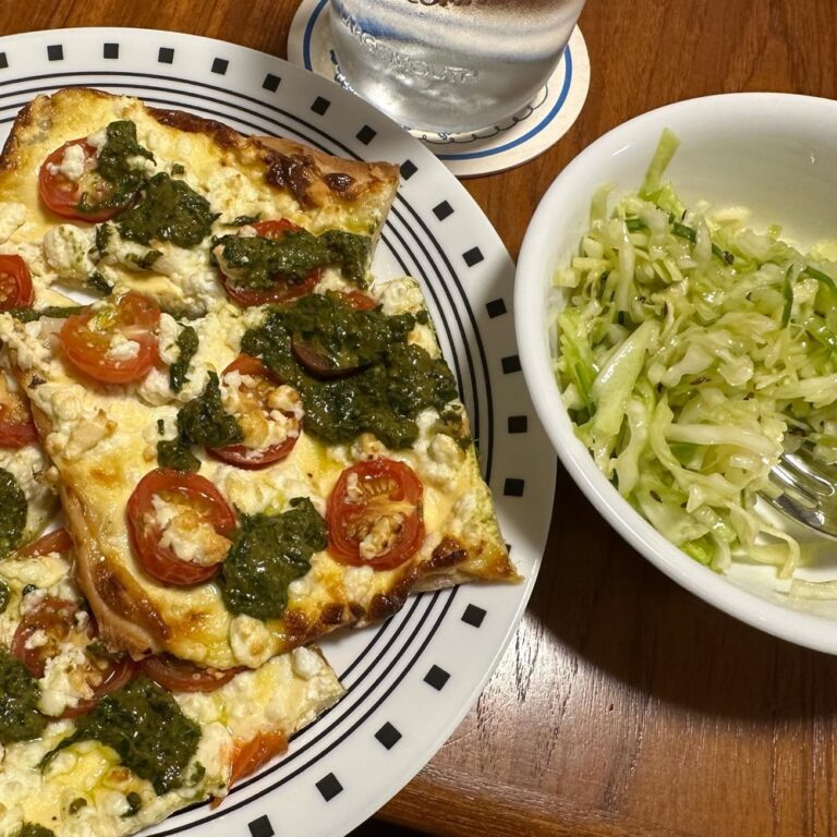 He was missing Germany, so he made us Flammkuchen (from scratch!) and coleslaw. ❤️🇩🇪