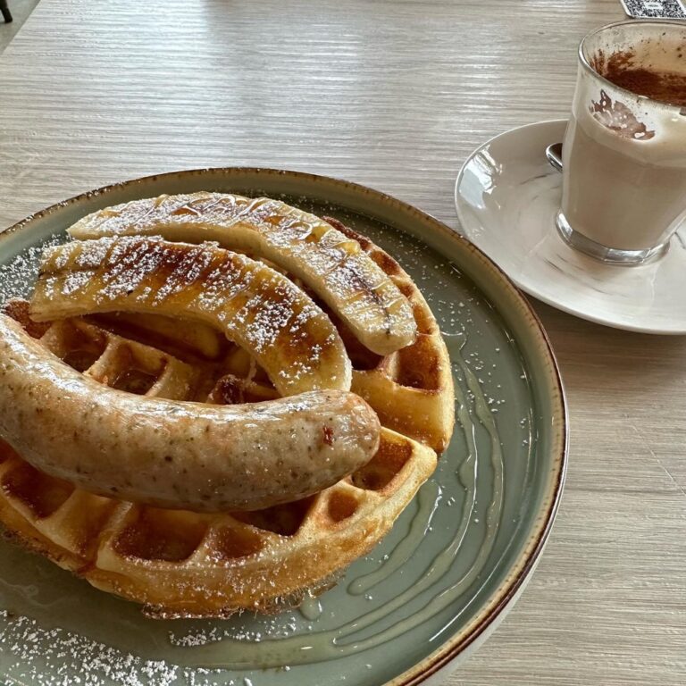 LOL - my “eat 30 plants a week” goal is really being tested in Singapore. They call this a “Wurst Waffle.” 😂 🧇