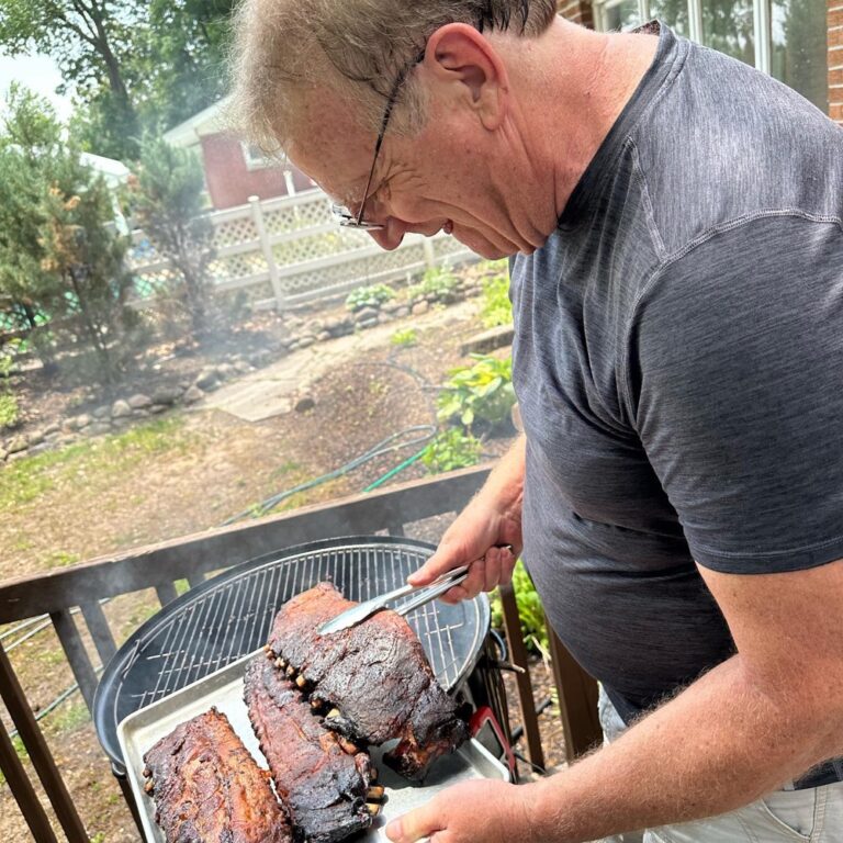 BBQ at the lake today! Dad got up early to smoke us some ribs. 😍 We also had the Annual Teasing of Grandma Veva about the fact that Google Streetview has shown her mowing her front lawn for 9 years now. 😂❤️