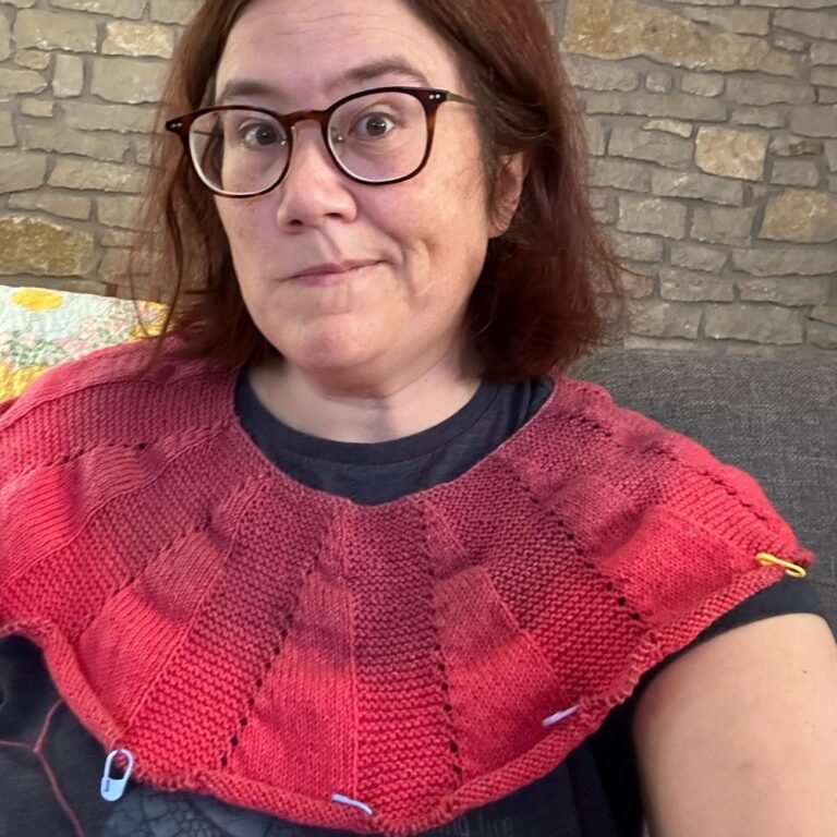 Fit check! Technically I’m meant to be dividing for the cap sleeves here, but I think I’m going to do another inch of depth. 🧶