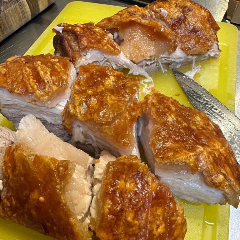 Mr. Snook was also busy today… making his best ever slow roast pork belly. 🤤❤️ #crackling