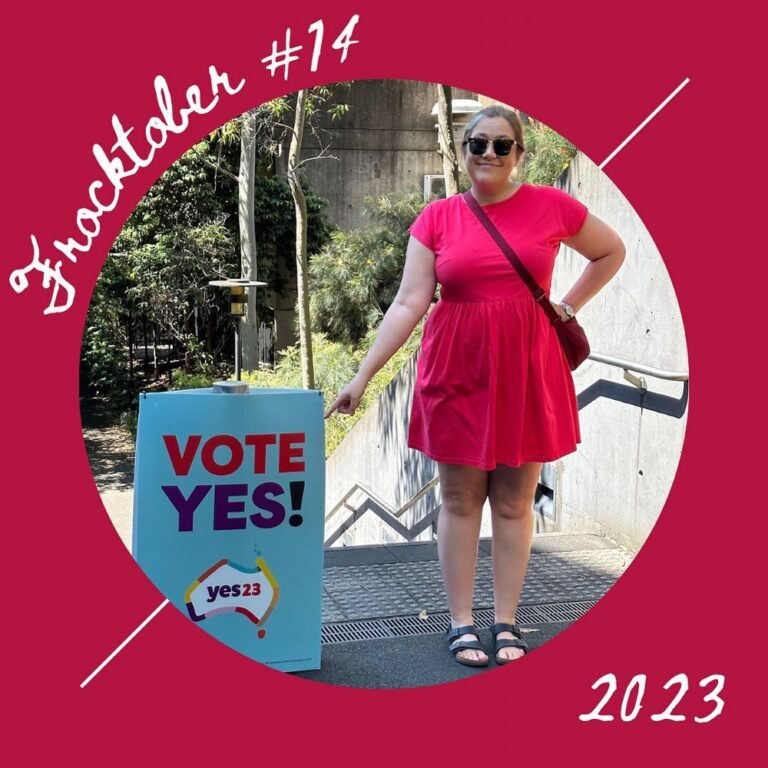 #frocktober day 14: VOTE YES. #yes23 (Dress is @made590 Edie in Geranium.) 👗❤️🇦🇺