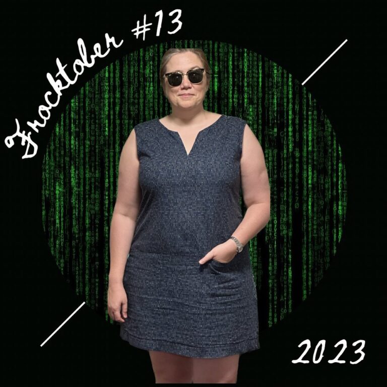 #frocktober day 13: feeling like a proper hacker in my hacked self-made @seamwork Laurel. 😎 The fabric is printed all over with binary 1s and 0s. 👗❤️