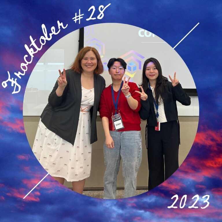 #frocktober day 28: wearing the original #awsdress at #awscommunitydayseoul with my new friends @da.head0 and @__allykim! ❤️👗☁️ @ausg.awskrug