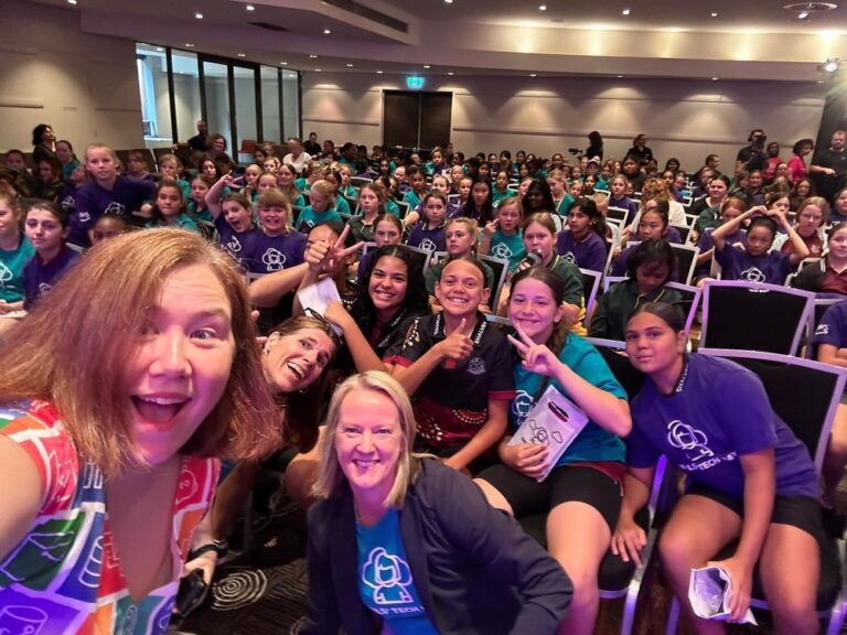 Having an amazing day with 800 young women at #awsgirlstechday! Thanks to our keynote speaker Carly Wishart and panelists Rebecca Burke, Afshan Siddiqui, and AWS Hero Wendy Wong. We’ve got lasers, robots, and VR happening! Amazing work by Amy Jaballah, Inspiring the Future Australia, all the AWS volunteers, and the #awsincommunities team for making this happen! ❤️