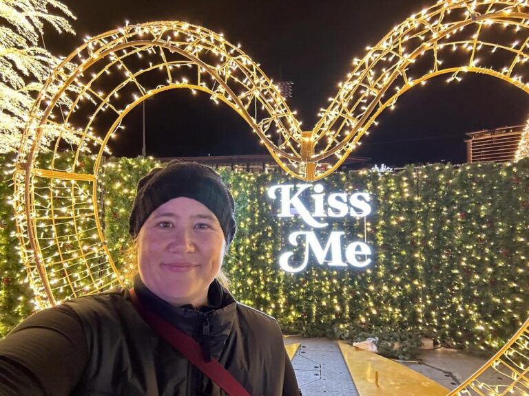 I finished my solo time in Las Vegas with a trip to @enchantlasvegas, a Christmas festival. The lights were pretty, but the playlist - Judy’s “Have Yourself a Merry Little Christmas” followed by the Peanuts Christmas song - had me literally crying at one point. I’m ready to go home. (A chilli dog helped.)