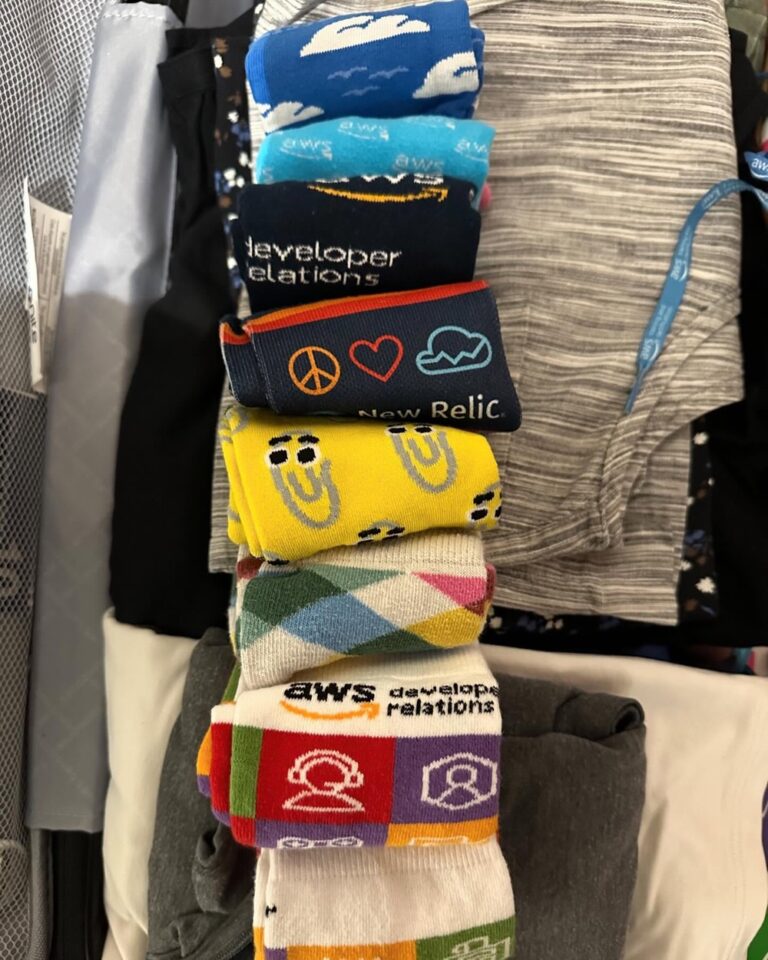 I didn’t even bring all of the tech-related socks I have. 😂🧦 #devrel #cloud