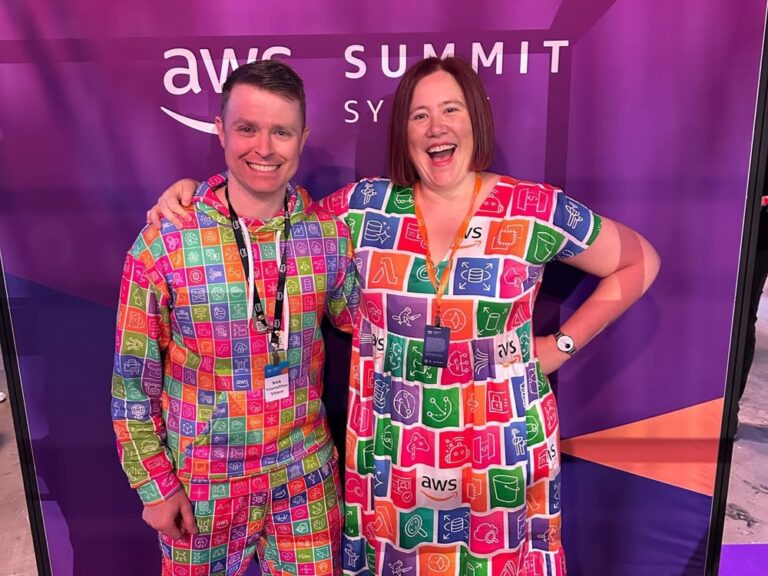 What an amazing day! Thank you to everyone who came along to my Super Session at the @awscloudanz Summit today. My co-speakers Stephen and Adrian did a FANTASTIC job! Other highlights: getting to sit in the @unsw solar car; posing for my long-awaited photo with @xelfer; seeing the packed Community lightning talks; and hosting a gathering of the AWS Heroes, Community Builders, and User Group Leaders. ❤️