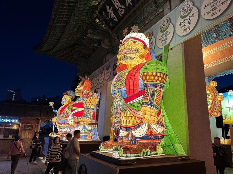 Tomorrow is a Korean public holiday - Buddha’s birthday - so the Bongeunsa temple has a special lantern festival. We went over to check it out at night. It’s so beautiful! For a donation, you can make a wish for your family that is hung from one of the lanterns.