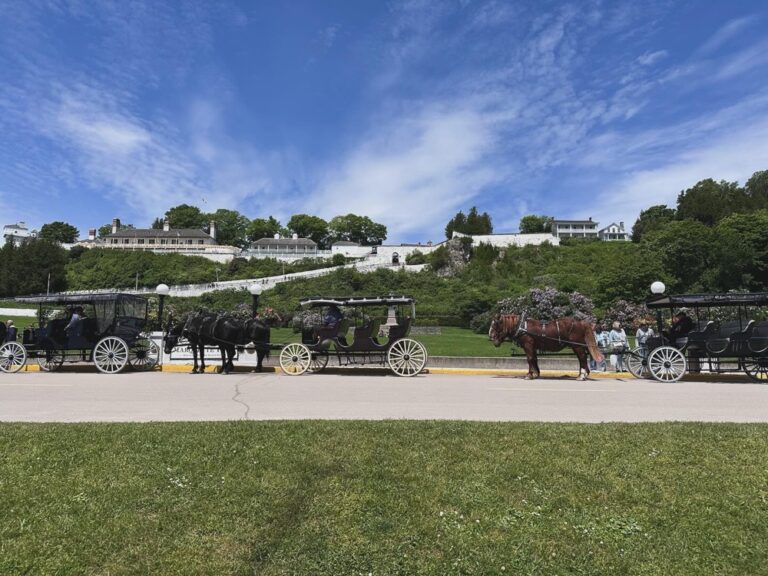 A day on Mackinac Island. We escaped the tourist shops and hiked about 9km (5.5mi) around the SE corner to Skull Cave and Arch Rock. Beautiful day! 😍