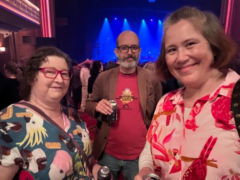 All ready for They Might Be Giants! @jpofoz and I are rocking @made590 birds, while the Snook busted out his t-shirt from their 2001 tour.