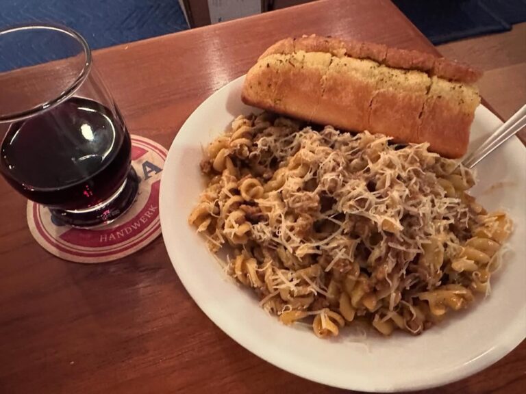 Just what you want on a cold, rainy Spring night: Mr. Snook’s homemade pasta ragù! 🍝 🍷