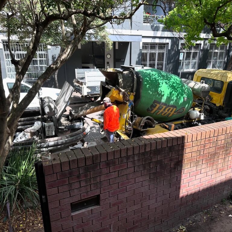 Landscaping update: cement truck! By the end of the day, we’ll have garden stairs again.