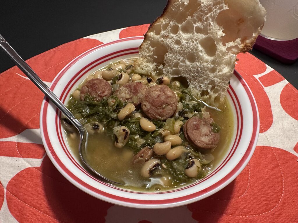 Black-Eyed Peas with Kale and Andouille