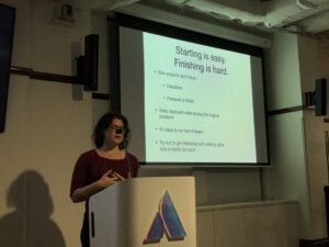 “Starting is easy. Finishing is hard.” @Sebbenbear speaks the truth about side projects. (This is why I mainly practice Talk Driven Development these days.) #ggdsyd https://t.co/F7m4pus645