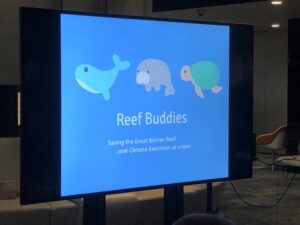 “Awwwwww!” The entire crowd reacts to the Reef Buddies team’s first slide. It’s a Chrome extension to raise funds for WWF Australia. ❤️🐳🐢🐠 #shehacks2018 https://t.co/eyfXzlxwAG