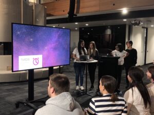 Final team - TARDIS. An AI bot to help you be more productive with your time and reach your goals. (Oof. I do not want to see my Netflix usage stats.) #shehacks2018 https://t.co/yFSf2tmBsa