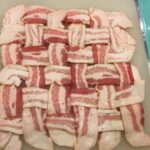 Step 5 (and this is where I start marvelling at the work he put into this): weave a POUND of bacon into a lattice. 😂 https://t.co/2KNDWpKK29