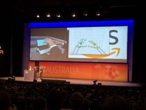 Live demos happening! @captainklein is using a @LeapMotion to control an app and then @Sphero. Great example of extensibility - you can connect existing components together and extend them easily. #AWSDevDay https://t.co/fQcG0H3ltV