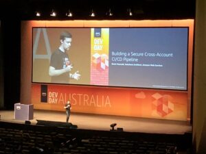 Learning about building cross account CI/CD pipelines from @brentjmaxwell. Looks like a good approach to dealing with environment complexity... #AWSDevDay https://t.co/auHkr1Edtg