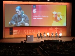 I was so excited to see @aurynn on the #AWSDevDay panel. We need more folks in the industry who think deeply about our industry and culture. https://t.co/6a6AGM2FPa