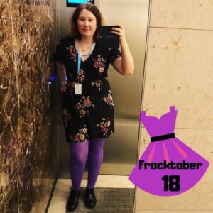 #frocktober 18: new @rue21official dress, @welovecolors tights, and Oxfords. #elevatorselfie 💜 https://t.co/P5tYUkTvo1 https://t.co/Lns4YupGZy