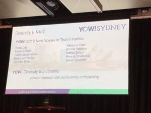 Big round of applause for the women from this year’s New Voices in Tech speaker program. Well done @chixors @emma_n_robbins @Torsadas and more! 👏 #yow18 https://t.co/CfCTUMXjn9