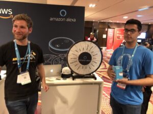 LOL. TFW you give spin advice to a contestant and they win an Echo Dot! Come visit us at the @awscloud booth at #yow18 and have a go yourself! https://t.co/ziBJKEOikg