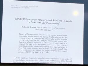 Damn. In mixed groups, women volunteered for crappy tasks more often, and were EXPECTED and NOMINATED to do this by everybody else. Now I’m annoyed I didn’t know about this for my #sydtechleaders rant last week. #ggdsyd https://t.co/UiV9Ew6aBw